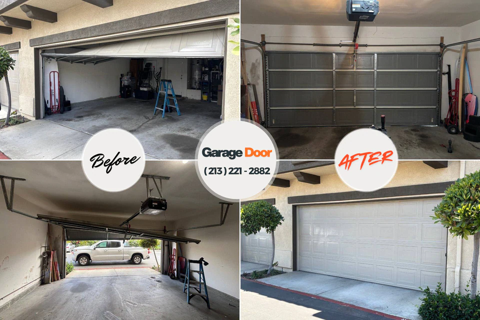 Before and after: garage door repair Fredonia, KS